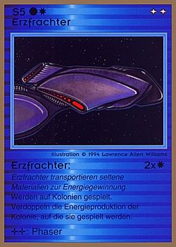 Need: 0    Want: 0    Have: 56 (+144)    Will Trade: 52    In Storage: 25              S5 ‑ Ore Carrier (Erzfrachter)  Set: GGB  Rarity: U1    Artist: Lawrence Allen Williams    