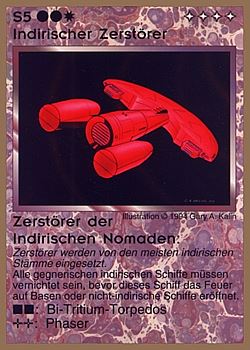 Need: 0    Want: 0    Have: 15 (+151)    Will Trade: 11    In Storage: 10              S5 ‑ Indirigan Destroyer ‑ Indirigan Nomads Destroyer (Indirischer Zerstörer)  Set: GGB  Rarity: U2    Artist: Gary A. Kalin    