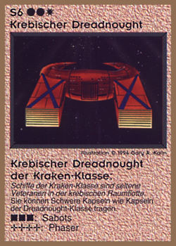 Need: 0    Want: 0    Have: 16 (+32)    Will Trade: 13    In Storage: 11              S6 ‑ Krebiz Kraken Dreadnought (Krebischer Dreadnought der Kraken‑Klasse)  Set: GGB  Rarity: R1    Artist: Gary A. Kalin    