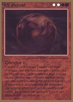 Need: 0    Want: 0    Have: 45 (+121)    Will Trade: 41    In Storage: 25              K5 ‑ Planet ‑ Candor II  Set: GGB  Rarity: C1    Artist: Josepha Haveman    