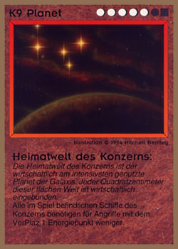 Need: 0    Want: 0    Have: 17 (+49)    Will Trade: 15    In Storage: 12              K9 ‑ Planet ‑ Corporate Homeworld (Planet ‑ Heimatweit des Konzerns)  Set: GGB  Rarity: R1    Artist: Mitchell Davidson Bentley    