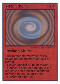 Need: 1    Want: 8    Have: 4    Will Trade: 0    In Storage: 0              H1 ‑ Ion Storm ‑ Positron Storm  Set: AF  Rarity: V2    Artist: Bob Wesson    