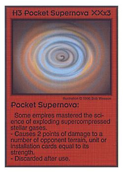 Need: 1    Want: 8    Have: 4    Will Trade: 0    In Storage: 0              H3 ‑ Pocket Supernova  Set: AF  Rarity: V2    Artist: Bob Wesson    