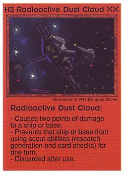Need: 0    Want: 0    Have: 54 (+145)    Will Trade: 50    In Storage: 47              H3 ‑ Radioactive Dust Cloud  Set: PE  Rarity: U1    Artist: Douglas Shuler    