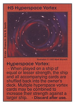 Need: 0    Want: 0    Have: -1    Will Trade: 0    In Storage: 0              H5 ‑ Hyperspace Vortex  Set: Pro8  Rarity: Pro8    Artist: Mark Maxwell    