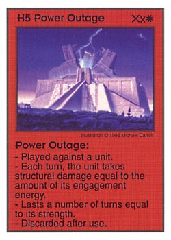 Need: 0    Want: 0    Have: 42    Will Trade: 34    In Storage: 27              H5 ‑ Power Outage  Set: Pir  Rarity: U1    Artist: Michael Carroll    
