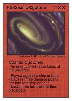 Need: 0    Want: 0    Have: 21 (+11)    Will Trade: 18    In Storage: 12              H6 ‑ Cosmic Cyclone  Set: UE  Rarity: V1    Artist: Mitchell Davidson Bentley    