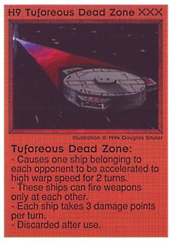 Need: 0    Want: 0    Have: 7 (+28)    Will Trade: 5    In Storage: 0              H9 ‑ Tuforeous Dead Zone  Set: PE  Rarity: V1    Artist: Douglas Shuler    