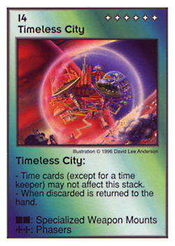 Need: 2    Want: 8    Have: 3    Will Trade: 0    In Storage: 0              I4 ‑ Timeless City  Set: GI  Rarity: U1    Artist: David Lee Anderson    