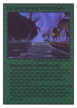 Need: 0    Want: 0    Have: 119    Will Trade: 111    In Storage: 52              L2 ‑ Sequential Continuum  Set: TG  Rarity: U1    Artist: Michael Trapp    