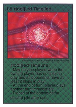 Need: 0    Want: 0    Have: 40 (+24)    Will Trade: 38    In Storage: 32              L8 ‑ Modified Timeline  Set: TG  Rarity: V1    Artist: Lawrence Allen Williams    