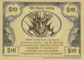 Need: 1    Want: 12    Have: 0    Will Trade: 0    In Storage: 0              100 Delic Note  Set: Pro7  Rarity: Pro7    Artist: Randy 'Tarkas' Hoar & Bob Wesson    