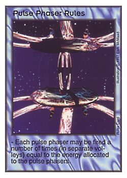 Need: 1    Want: 10    Have: 2    Will Trade: 0    In Storage: 0              Pakta'don Pulse Phaser Rules  Set: AF  Rarity: V1    Artist: Elvis McMaad    