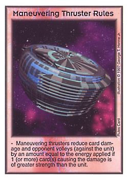Need: 1    Want: 10    Have: 2    Will Trade: 0    In Storage: 0              Trochilidae Maneuvering Thruster Rules  Set: AF  Rarity: V2    Artist: George T. Henne Jr.    