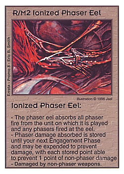Need: 0    Want: 0    Have: -1    Will Trade: 0    In Storage: 0              R/M2 ‑ Ionized Phaser Eel  Set: Pro8  Rarity: Pro8    Artist: jael    