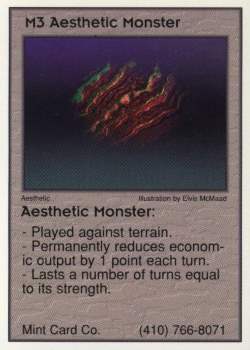 Need: 1    Want: 12    Have: 0    Will Trade: 0    In Storage: 0              M3 ‑ Aesthetic Monster  Set: Pro4  Rarity: Pro4    Artist: Elvis McMaad    