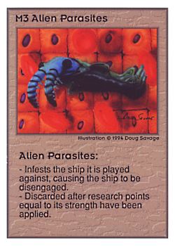 Need: 0    Want: 0    Have: 208 (+56)    Will Trade: 204    In Storage: 46              M3 ‑ Alien Parasites  Set: UE  Rarity: U1    Artist: Doug Savage    