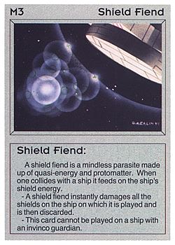 Need: 0    Want: 0    Have: 20 (+1)    Will Trade: 13    In Storage: 13              M3 ‑ Shield Fiend  Set: BE  Rarity: R2    Artist: Gary A. Kalin    