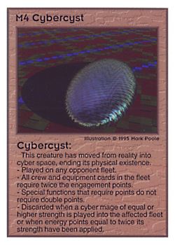 Need: 0    Want: 0    Have: 115    Will Trade: 107    In Storage: 50              M4 ‑ Cybercyst  Set: TG  Rarity: U1    Artist: Mark Poole    