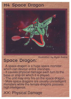 Need: 0    Want: 0    Have: 57 (+233)    Will Trade: 53    In Storage: 39              M4 ‑ Space Dragon (1st Print)  Set: PE  Rarity: U1    Artist: Ryan Gable    
