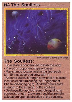 Need: 0    Want: 0    Have: 15    Will Trade: 7    In Storage: 2              M4 ‑ The Soulless  Set: NE  Rarity: U1    Artist: Ben Peck    