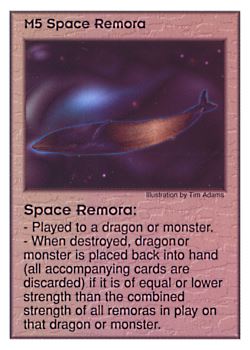 Need: 5    Want: 4    Have: 4    Will Trade: 0    In Storage: 0              M5 ‑ Space Remora  Set: AT  Rarity: V1    Artist: Tim Adams    