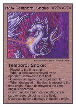 Need: 0    Want: 0    Have: 41    Will Trade: 35    In Storage: 27              M6/4 ‑ Temporal Snake  Set: TG  Rarity: V1    Artist: Lissanne Lake    