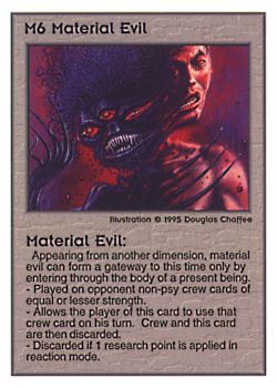 Need: 0    Want: 0    Have: 159    Will Trade: 153    In Storage: 50              M6 ‑ Material Evil  Set: PoM  Rarity: R1    Artist: Douglas Chaffee    