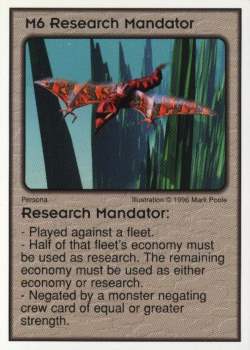 Need: 1    Want: 10    Have: 2    Will Trade: 0    In Storage: 0              M6 ‑ Research Mandator  Set: Per  Rarity: V1    Artist: Mark Poole    