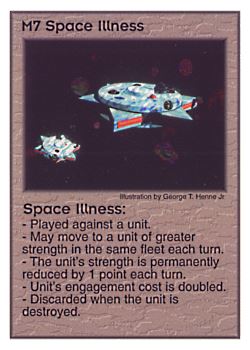 Need: 0    Want: 0    Have: 41    Will Trade: 35    In Storage: 23              M7 ‑ Space Illness  Set: Pir  Rarity: U1    Artist: George T. Henne Jr.    