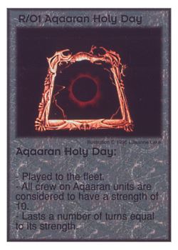 Need: 0    Want: 3    Have: 10    Will Trade: 0    In Storage: 1              R/O1 ‑ Aqaaran Holy Day  Set: Per  Rarity: U1    Artist: Lissanne Lake    