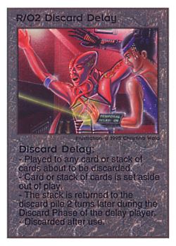 Need: 0    Want: 0    Have: 111    Will Trade: 103    In Storage: 50              R/O2 ‑ Discard Delay  Set: TG  Rarity: U1    Artist: Christina Wald    