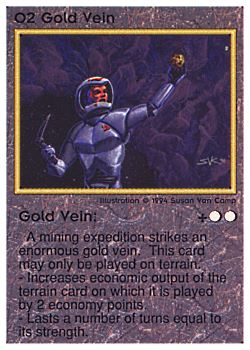 Need: 0    Want: 0    Have: 41 (+286)    Will Trade: 37    In Storage: 32              O2 ‑ Gold Vein (1st Print)  Set: PE  Rarity: U1    Artist: Susan Van Camp    