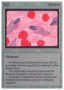 Need: 1    Want: 0    Have: 0 (+18)    Will Trade: 0    In Storage: 0              O2 ‑ Illness  Set: AL  Rarity: U1    Artist: Leslie Rigley    