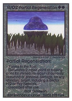 Need: 0    Want: 12    Have: 1    Will Trade: 0    In Storage: 1              R/O2 ‑ Partial Regeneration  Set: Pro6  Rarity: Pro6    Artist: C. Henry Schulte    