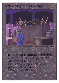 Need: 0    Want: 0    Have: 91 (+92)    Will Trade: 87    In Storage: 50              R/O2 ‑ Shipping Delays (02/10)  Set: TG  Rarity: R1    Artist: Susan Van Camp    