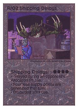 Need: 0    Want: 0    Have: 92    Will Trade: 84    In Storage: 50              R/O2 ‑ Shipping Delays (03/10)  Set: TG  Rarity: R1    Artist: Susan Van Camp    