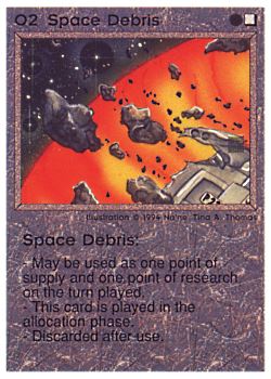 Need: 0    Want: 0    Have: 64    Will Trade: 56    In Storage: 51              O2 ‑ Space Debris  Set: PE  Rarity: U1    Artist: Ne'Ne Tina A. Thomas    