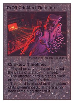 Need: 0    Want: 0    Have: 121 (+212)    Will Trade: 117    In Storage: 51              R/O3 ‑ Crinkled Timeline  Set: TG  Rarity: U1    Artist: Douglas Chaffee    