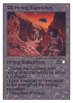 Need: 0    Want: 8    Have: 5    Will Trade: 0    In Storage: 0              O3 ‑ Mining Expedition  Set: AT  Rarity: U1    Artist: Michael Carroll*    