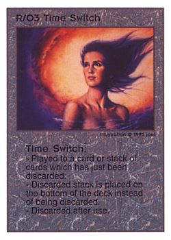 Need: 0    Want: 0    Have: 113    Will Trade: 105    In Storage: 51              R/O3 ‑ Time Switch  Set: TG  Rarity: U1    Artist: jael    