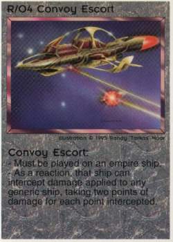 Need: 0    Want: 12    Have: 1    Will Trade: 0    In Storage: 0              R/O4 ‑ Convoy Escort  Set: Pro1  Rarity: Pro1    Artist: Randy 'Tarkas' Hoar    
