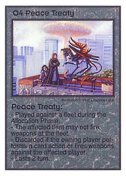 Need: 0    Want: 5    Have: 8    Will Trade: 0    In Storage: 1              O4 ‑ Peace Treaty  Set: Per  Rarity: U1    Artist: Lissanne Lake    