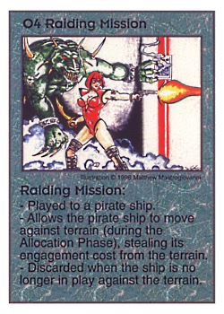 Need: 0    Want: 0    Have: 41    Will Trade: 33    In Storage: 28              O4 ‑ Raiding Mission  Set: Pir  Rarity: U1    Artist: Matthew Mastrogiovanoi    