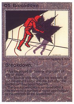 Need: 0    Want: 0    Have: 28    Will Trade: 20    In Storage: 14              O5 ‑ Breakdown  Set: PE  Rarity: V2    Artist: Gary A. Kalin    