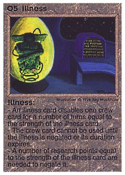 Need: 1    Want: 0    Have: 1 (+66)    Will Trade: 0    In Storage: 0              O5 ‑ Illness (Large Text)  Set: PE  Rarity: U2    Artist: Jay Muchhala    