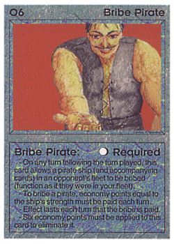 Need: 0    Want: 0    Have: 30    Will Trade: 24    In Storage: 23              O6 ‑ Bribe Pirate  Set: BE  Rarity: U1    Artist: Cynthia Mannino    
