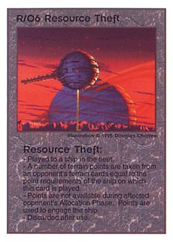 Need: 0    Want: 0    Have: 176    Will Trade: 170    In Storage: 51              R/O6 ‑ Resource Theft  Set: TG  Rarity: R2    Artist: Douglas Chaffee    