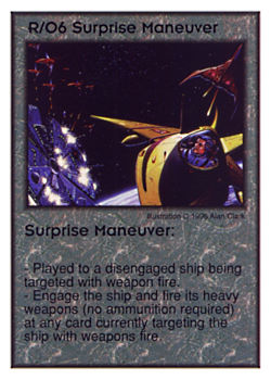 Need: 1    Want: 10    Have: 2    Will Trade: 0    In Storage: 0              R/O6 ‑ Surprise Maneuver  Set: GI  Rarity: U1    Artist: Alan Clark    