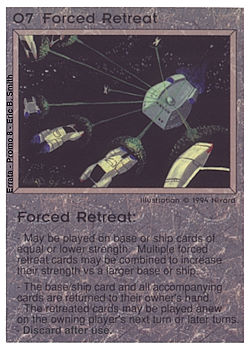Need: 0    Want: 0    Have: -1    Will Trade: 0    In Storage: 0              O7 ‑ Forced Retreat  Set: Pro8  Rarity: Pro8    Artist: Nivard    